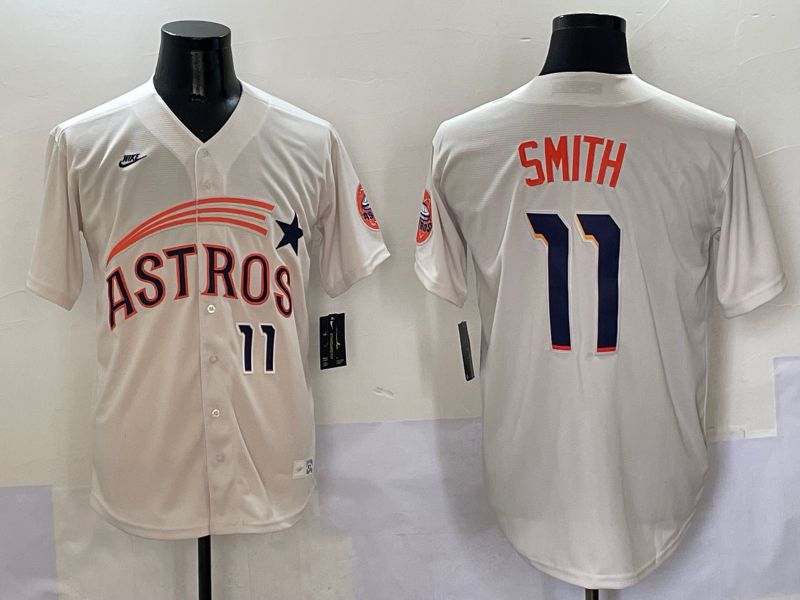 Men Houston Astros #11 Smith Cream Five generations Joint Name 2025 Nike MLB Jersey style 4